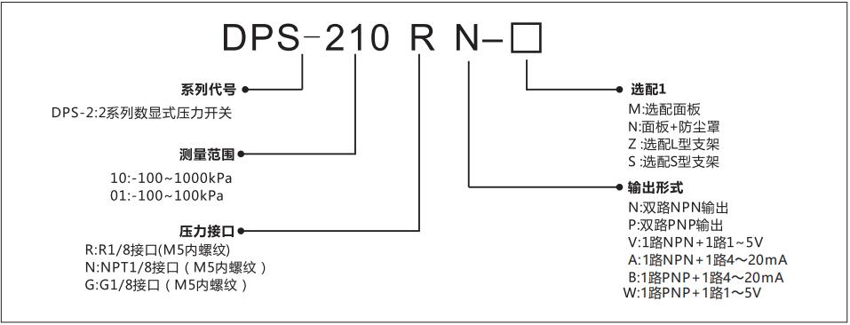 DPS-2數(shù)顯壓力傳感器型號(hào)說(shuō)明